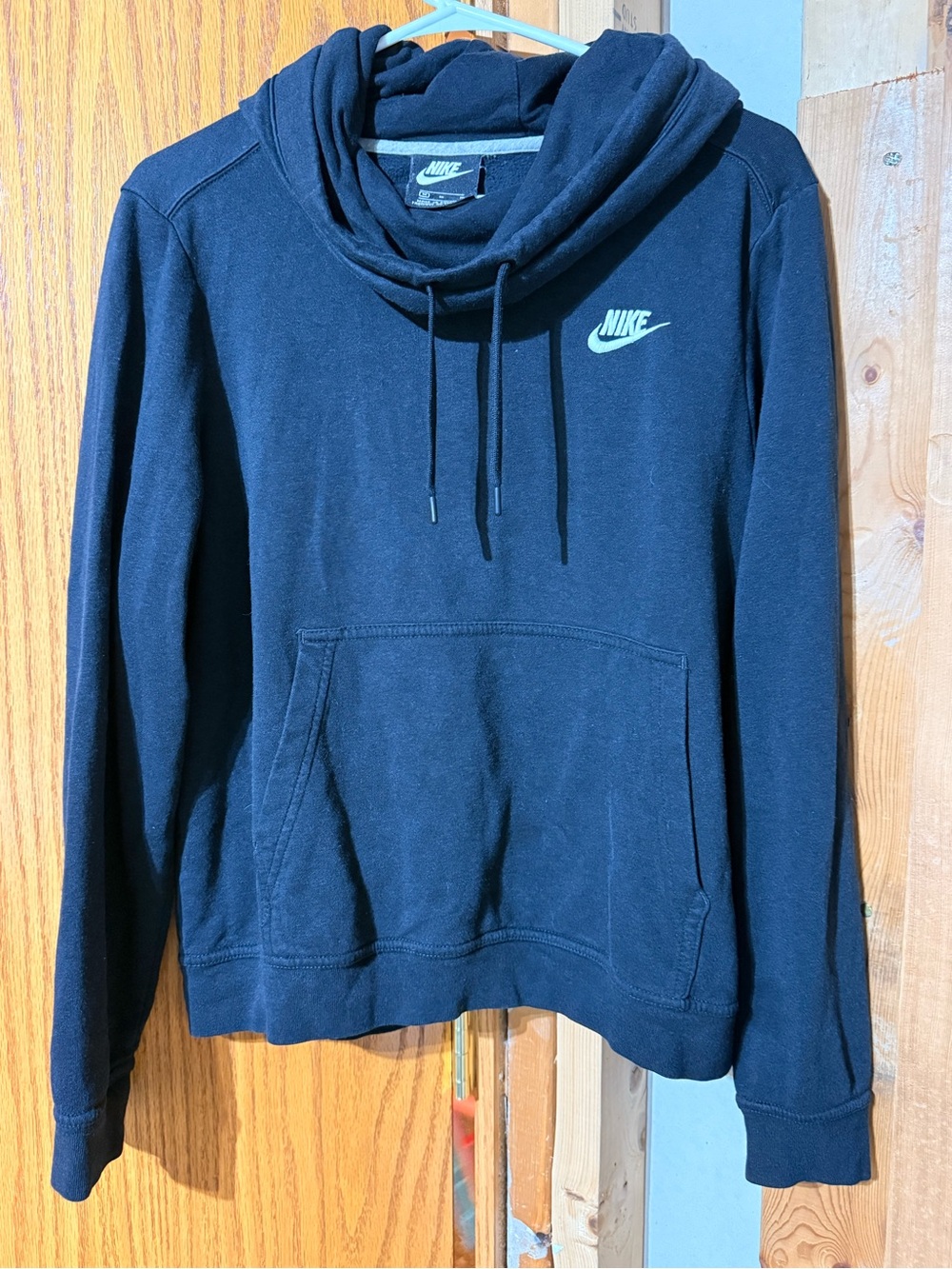 Nike Women's Black Hoodie Sweater with Swoosh Logo cowl neck